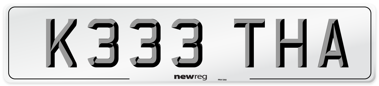 K333 THA Number Plate from New Reg